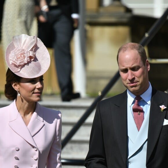 Le prince William, duc de Cambridge, et Catherine (Kate) Middleton, duchesse de Cambridge, lors de la garden-party royale de Buckingham Palace. Londres, le 21 mai 2019.