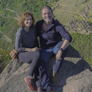 Jean Dujardin et Nathalie Péchalat en voyage au Pérou, mai 2019.