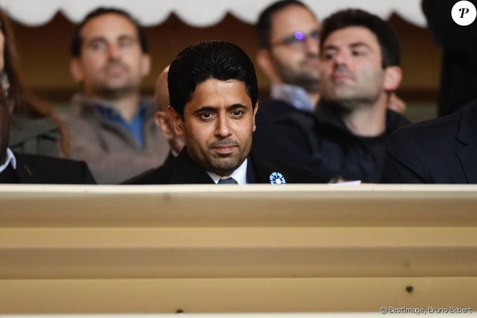 Nasser Al-Khelaïfi, le président du PSG, durant le match ...