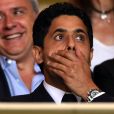 Nasser Al-Khelaïfi (président du Paris-Saint-Germain) lors de la rencontre de Ligue 1 de football opposant AS Monaco au Paris Saint-Germain, au stade Louis II à Monte-Carlo, Monaco, le 28 août 2016. Monaco a battu le PSG par 3 buts à 1. © Bruno Bebert/Bestimage