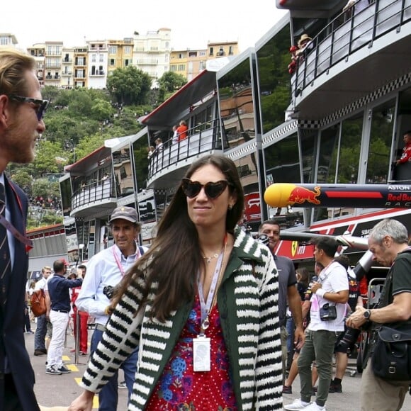 Andrea Casiraghi, sa femme Tatiana Santo Domingo et leurs enfants Sacha et India dans le paddock avant le départ du 77e Grand Prix de Formule 1 de Monaco le 26 mai 2019. © Jean-François Ottonello/Nice-Matin/Bestimage