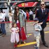 Andrea Casiraghi, sa femme Tatiana Santo Domingo et leurs enfants Sacha et India dans le paddock avant le départ du 77e Grand Prix de Formule 1 de Monaco le 26 mai 2019. © Jean-François Ottonello/Nice-Matin/Bestimage