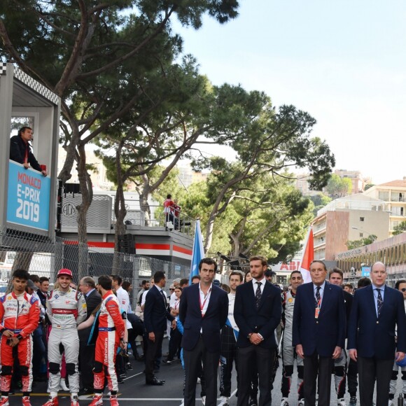 Le prince Albert II de Monaco, Andrea Casiraghi et sa femme Tatiana Santo Domingo, Jean Todt, Pierre Casiraghi, Michel Boeri, Alberto Longo au 3e Monaco E-Prix, le 11 mai 2019. © Bruno Bebert / Bestimage