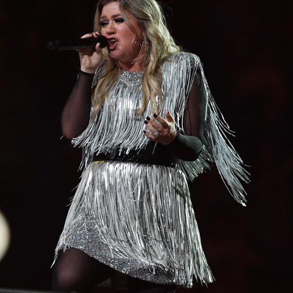 Kelly Clarkson en concert lors de la cérémonie d'ouverture de l'US Open de tennis au USTA National Tennis Center à New York City, New York, Etats-Unis, le 27 août 2018.