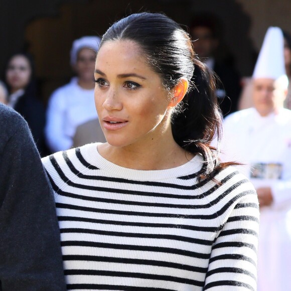 Meghan Markle (enceinte), duchesse de Sussex en visite à la Villa des Ambassadeurs à Rabat lors de leur voyage officiel au Maroc. Le 25 février 2019