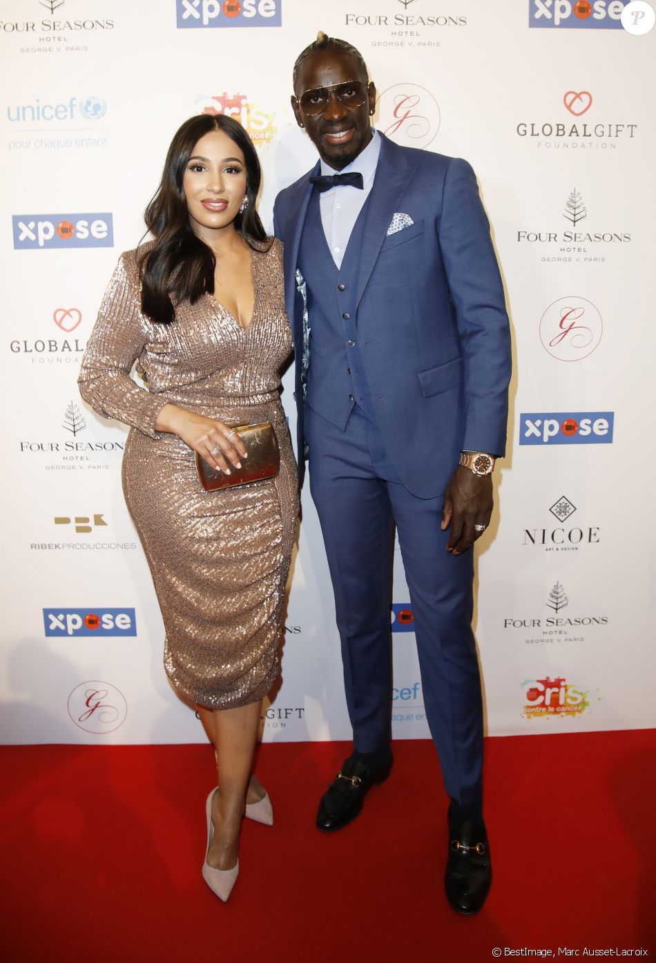 Mamadou Sakho (Global Gift Our Heroes Award) et sa femme Majda au