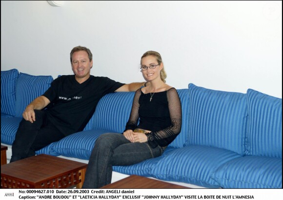 André Boudou et Laeticia Hallyday à l'Amnésia, le 26 septembre 2003.