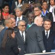 Le président de la République Emmanuel Macron et la première dame Brigitte Macron - People dans les tribunes du parc des Princes pour l'ouverture de la coupe du monde féminine de football 2019 (Mondial), opposant la France à la Corée du Sud. Paris le 7 juin 2019 © Pierre Perusseau / Bestimage