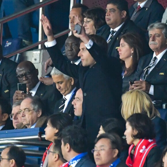 Emanuelle Macron assiste au match d'ouverture de la coupe du monde féminine de football 2019 (Mondial), opposant la France à la Corée du Sud au Parc des Princes. Paris le 7 juin 2019 © Pierre Perusseau / Bestimage