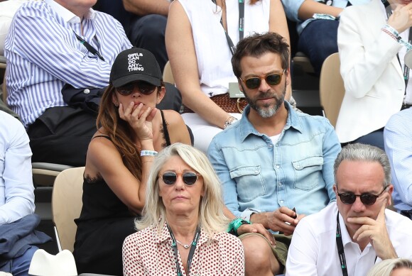 Christophe Maé et Nadège Sarron - Célébrités dans les tribunes des internationaux de France de tennis de Roland Garros à Paris, France, le 9 juin 2019. © Jacovides-Moreau/Bestimage