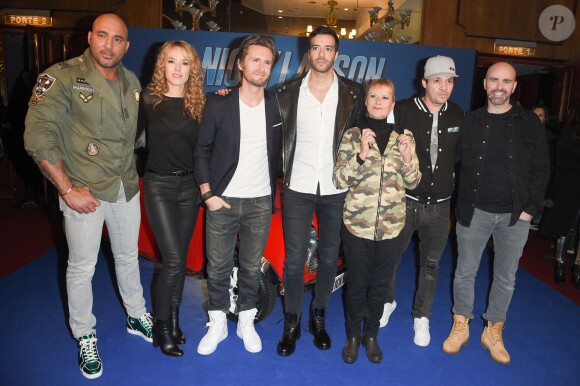 Julien Arruti, Pierre Lacheau, Philippe Lacheau, Kamel Guenfoud et Tarek Boudali à l'avant-première du film "Nicky Larson et le Parfum de Cupidon" au cinéma Le Grand Rex à Paris, France, le 1er février 2019. © Coadic Guirec/Bestimage
