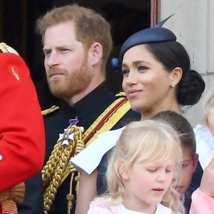 Le prince Harry, duc de Sussex, et Meghan Markle, duchesse de Sussex - La famille royale au balcon du palais de Buckingham lors de la parade Trooping the Colour 2019, célébrant le 93ème anniversaire de la reine Elisabeth II, Londres, le 8 juin 2019.