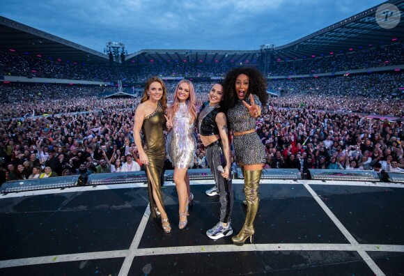 Les Spice Girls en concert au Murrayfield Stadium à Édimbourg dans le cadre de leur tournée "Spice World Tour 2019", le 8 juin 2019