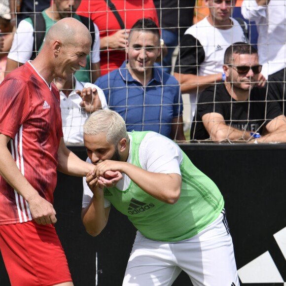 Malik Bentalha et Zinédine Zidane lors de la grande finale de la Z5 Cup à Aix-en-Provence, France, 23 juin 2019. © Norbert Scanella/Panoramic/Bestimage