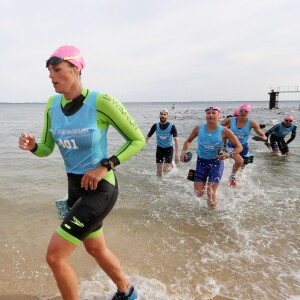 Exclusif - Laure Manaudou - La championne de natation L.Manaudou organise et lance la 1er édition de sa course, la "Swimrun" à Arcachon, France, le 23 juin 2019. © Patrick Bernard/Bestimage