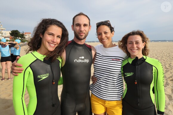 Exclusif - Les candidats de Koh-Lanta Clémence Castel, Maxime, Christelle Gauzet et Candice - La championne de natation L.Manaudou organise et lance la 1er édition de sa course, la "Swimrun" à Arcachon, France, le 23 juin 2019. © Patrick Bernard/Bestimage