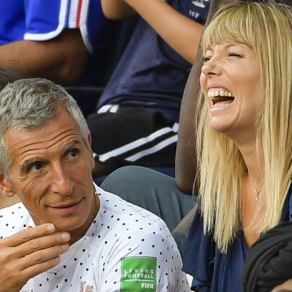 Nagui et sa femme Mélanie Page dans les tribunes lors du quart de finale de la Coupe du Monde Féminine de football opposant les Etats-Unis à la France au Parc des Princes à Paris, France, le 28 juin 2019. Les USA ont gagné 2-1. © Pierre Perusseau/Bestimage