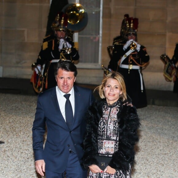 Christian Estrosi (maire de Nice) et sa femme Laura Tenoudji-Estrosi - Arrivées au dîner d'état en l'honneur du président de la république de Chine X.Jinping au Palais de L'Elysée, Paris, le 25 mars 2019. ©Dominique Jacovides / BestImage