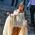 Céline Dion arrive au Grand Palais pour le défilé Alexandre Vauthier, Haute Couture Automne/Hiver 2019/2020 à Paris le 2 juillet 2019.