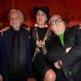 Diego della Valle, Rossy De Palma et Albert Elbaz assistent à la soirée de lancement de la collaboration de Tod's et Alber Elbaz, baptisée "Happy Moments", au Palais de Tokyo. Paris, France, le 2 juillet 2019.