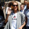 Celine Dion à la sortie de l'hôtel de Crillon à Paris pendant la fashion week Haute-Couture automne-hiver 2019/2020 le 3 juillet 2019.