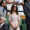 Pippa Middleton (Matthews) et son frère James Middleton dans les tribunes du tournoi de Wimbledon 2019 à Londres, Royaume Uni, le 8 juillet 2019.