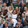 Geri Halliwell (Horner) et son mari Christian Horner dans les tribunes du tournoi de Wimbledon à Londres, Royaume Uni, le 5 juillet 2019.