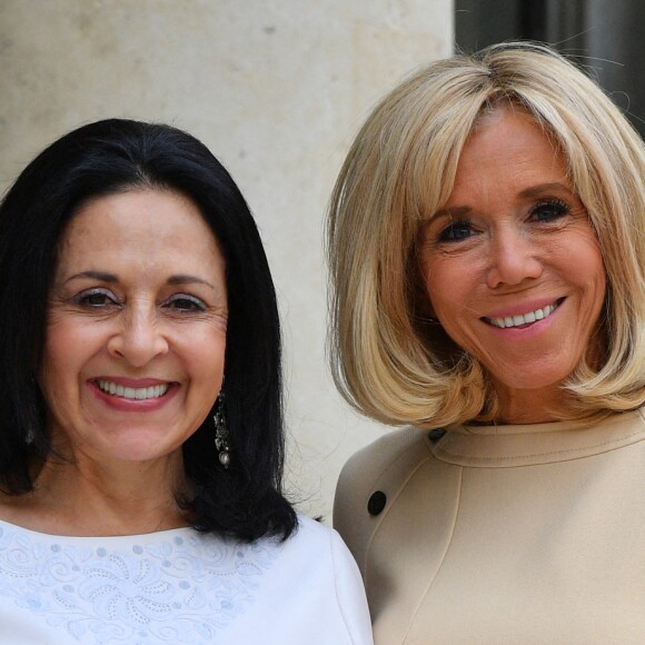 Brigitte Macron accueille la première équatorienne Rocío González de Moreno à l'Elysée le 11 juillet 2019.