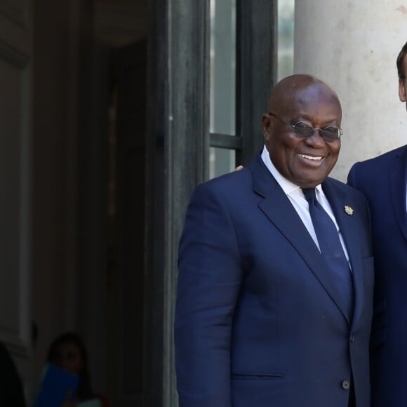 Le président de la République, Emmanuel Macron reçoit Nana Akufo-Addo, président de la République du Ghana pour un entretien au palais de l'Elysée, à Paris, le 11 juillet 2019. © Stéphane Lemouton / Bestimage