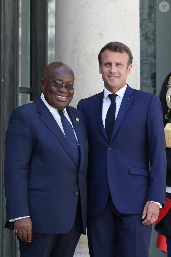 Le président de la République, Emmanuel Macron reçoit Nana Akufo-Addo, président de la République du Ghana pour un entretien au palais de l'Elysée, à Paris, le 11 juillet 2019. © Stéphane Lemouton / Bestimage