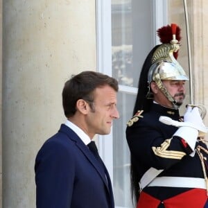 Le président de la République, Emmanuel Macron reçoit Nana Akufo-Addo, président de la République du Ghana pour un entretien au palais de l'Elysée, à Paris, le 11 juillet 2019. © Stéphane Lemouton / Bestimage