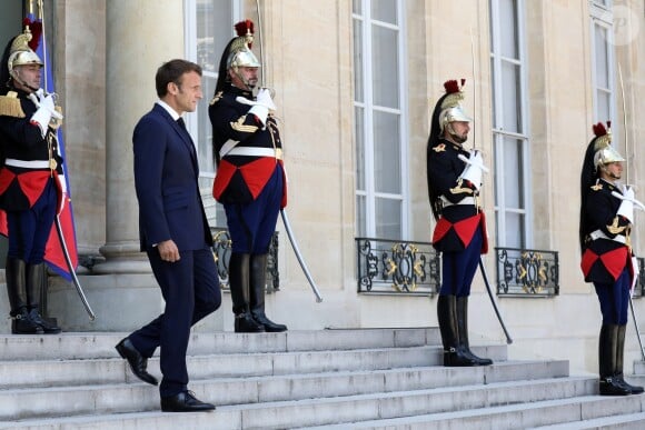 Le président de la République, Emmanuel Macron reçoit Nana Akufo-Addo, président de la République du Ghana pour un entretien au palais de l'Elysée, à Paris, le 11 juillet 2019. © Stéphane Lemouton / Bestimage