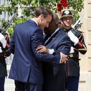 Le président de la République, Emmanuel Macron reçoit Nana Akufo-Addo, président de la République du Ghana pour un entretien au palais de l'Elysée, à Paris, le 11 juillet 2019. © Stéphane Lemouton / Bestimage