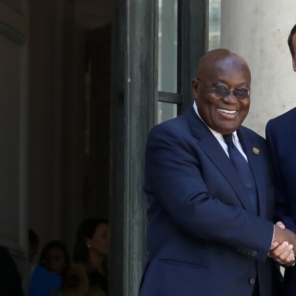 Le président de la République, Emmanuel Macron reçoit Nana Akufo-Addo, président de la République du Ghana pour un entretien au palais de l'Elysée, à Paris, le 11 juillet 2019. © Stéphane Lemouton / Bestimage