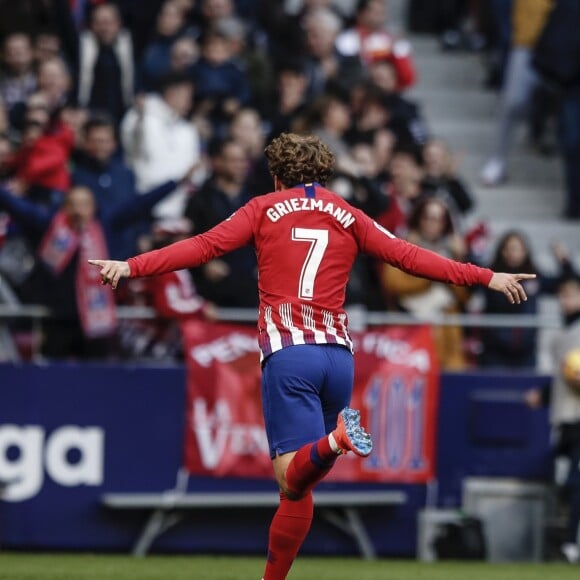 Antoine Griezmann (Atletico de Madrid) célèbre son ouverture du score face à Getafe en Liga à Madrid le 26 Janvier 2019