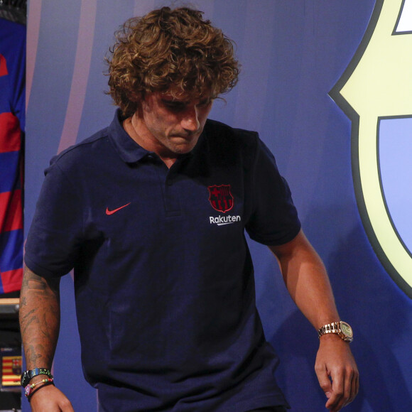 Antoine Griezmann officialise son transfert au FC Barcelone à l'occasion d'une conférence de presse à Barcelone en Espagne, le 13 juillet 2019.