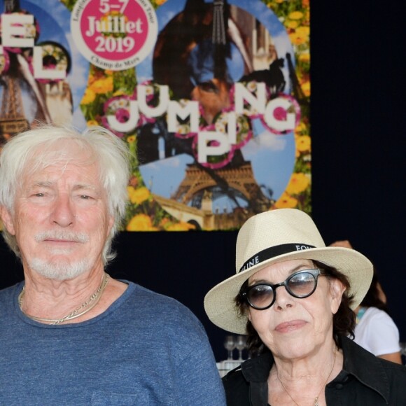 Exclusif - Hugues Aufray et sa compagne Muriel, Dani et Jean-François Lamour - People au déjeuner - Tente VIP - Longines Paris Eiffel Jumping au Champ de Mars à Paris, le 6 juillet 2019. © Veeren Ramsamy/Bestimage