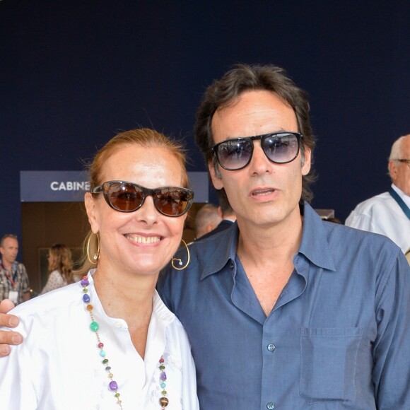 Exclusif - Carole Bouquet, Anthony Delon dans l'espace VIP du Longines Paris Eiffel Jumping au Champ de Mars à Paris le 7 juillet 2019.