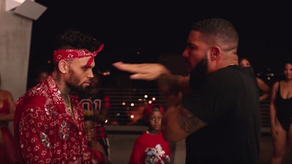 Chris Brown et Drake dans le clip de la chanson "No Guidance". Juillet 2019.