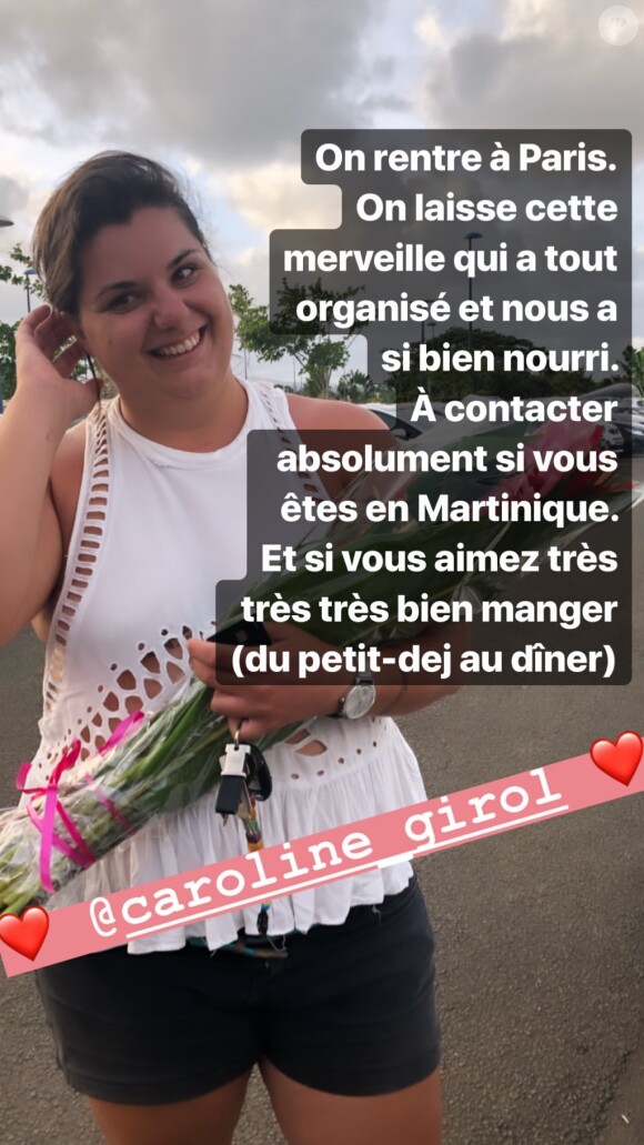 Agathe Auproux a partagé sur Instagram de nombreuses images de ses vacances en Martinique, en juillet 2019, et a fait une belle publicité à Caroline Girol, qui l'a régalée.