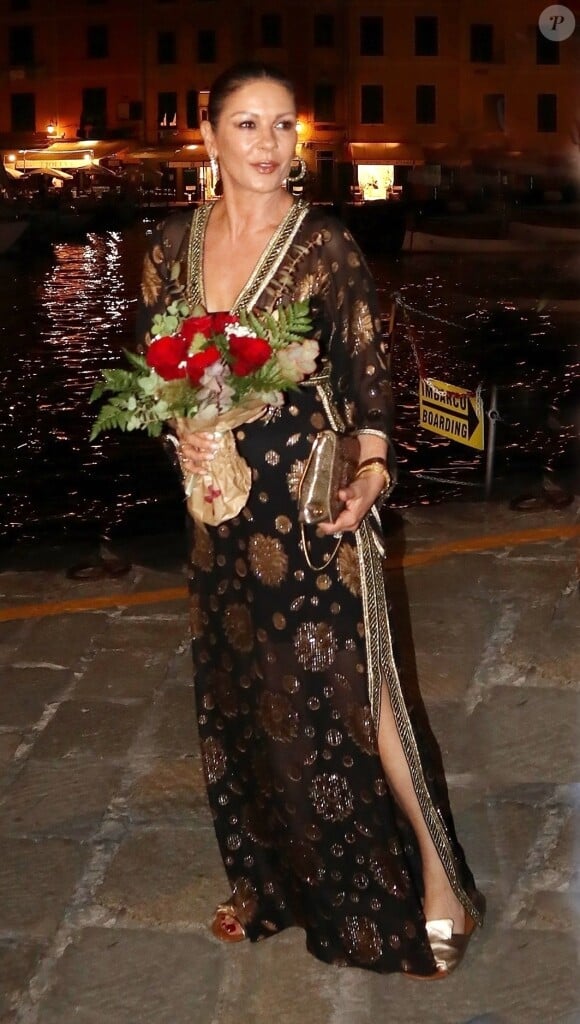 Catherine Zeta-Jones en vacances à Portofino en Italie le 31 juillet 2019.