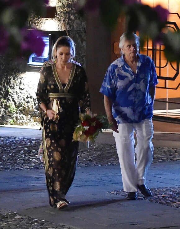 Michael Douglas et sa Catherine Zeta-Jones en vacances à Portofino en Italie le 31 juillet 2019.