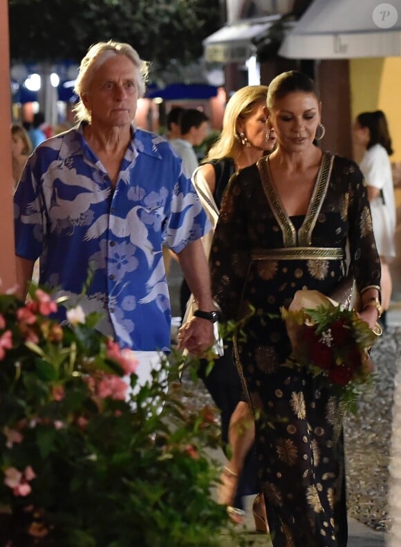 Michael Douglas et sa Catherine Zeta-Jones en vacances à Portofino en Italie le 31 juillet 2019.