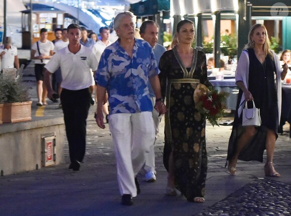 Michael Douglas et sa Catherine Zeta-Jones en vacances à Portofino en Italie le 31 juillet 2019.