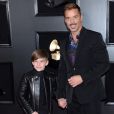 Ricky Martin et un de ses jumeaux Matteo Martin ou Valentino Martin - Les célébrités arrivent à la 61ème soirée annuelle des GRAMMY Awards à Los Angeles, le 10 février 2019