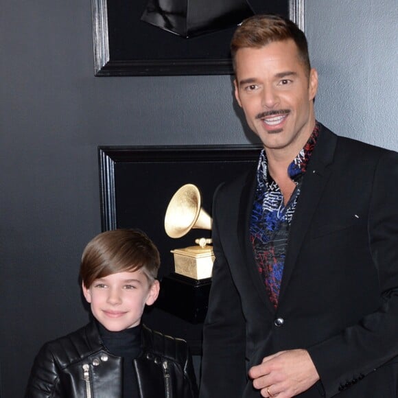 Ricky Martin et un de ses jumeaux Matteo Martin ou Valentino Martin - Les célébrités arrivent à la 61ème soirée annuelle des GRAMMY Awards à Los Angeles, le 10 février 2019