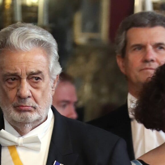 Placido Domingo - Le couple royal d'Espagne lors du dîner de gala donné en l'honneur du président de Chine et sa femme au palais royal à Madrid. Le 28 novembre 2018  Royal couple of Spain host a gala dinner honouring Chinese President and his wife at The Royal Palace in Madrid. November 28, 201828/11/2018 - Madrid