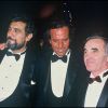 Placido Domingo, Juio Iglesias et Charles Aznavour lors d'une soirée "France" à New York en 1986.