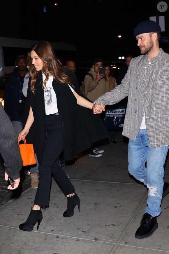 Justin Timberlake et sa femme Jessica Biel sont allés diner en amoureux au restaurant Catch à New York, le 10 avril 2019