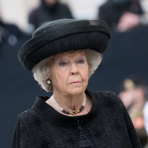 La reine Beatrix des Pays-Bas - Obsèques de S.A.R. le Grand-Duc Jean de Luxembourg en la cathédrale Notre-Dame à Luxembourg le 4 mai 2019.